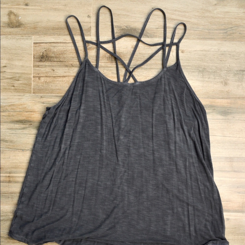 Gray Strappy Tank Top